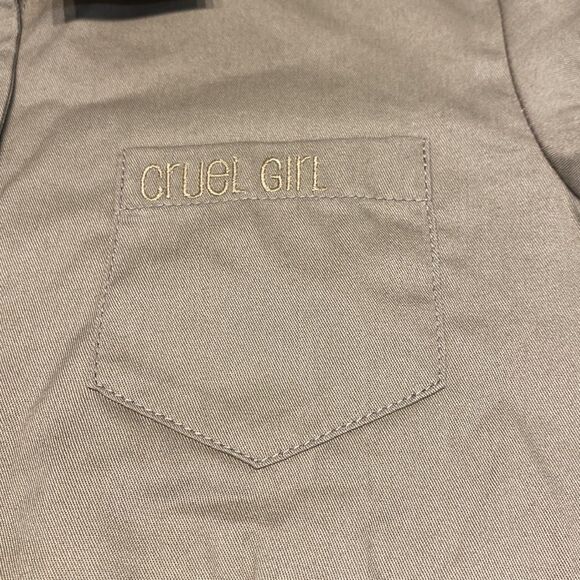NEW Cruel Girl Button Down Shirt Stock Show U Khaki Tan Girls Size XS - Picture 4 of 9